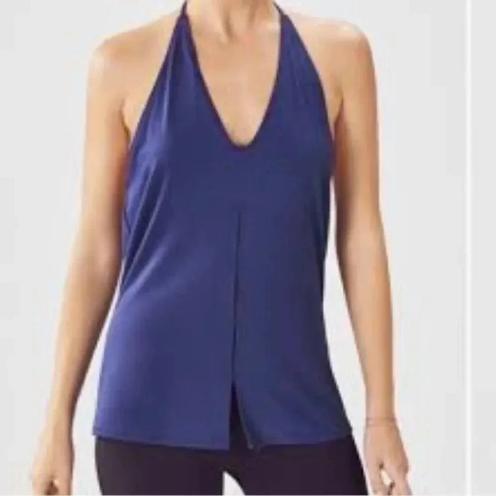 Fabletics Chiara tank top, navy. Halter neck. Women’s size M (6-8) NWT